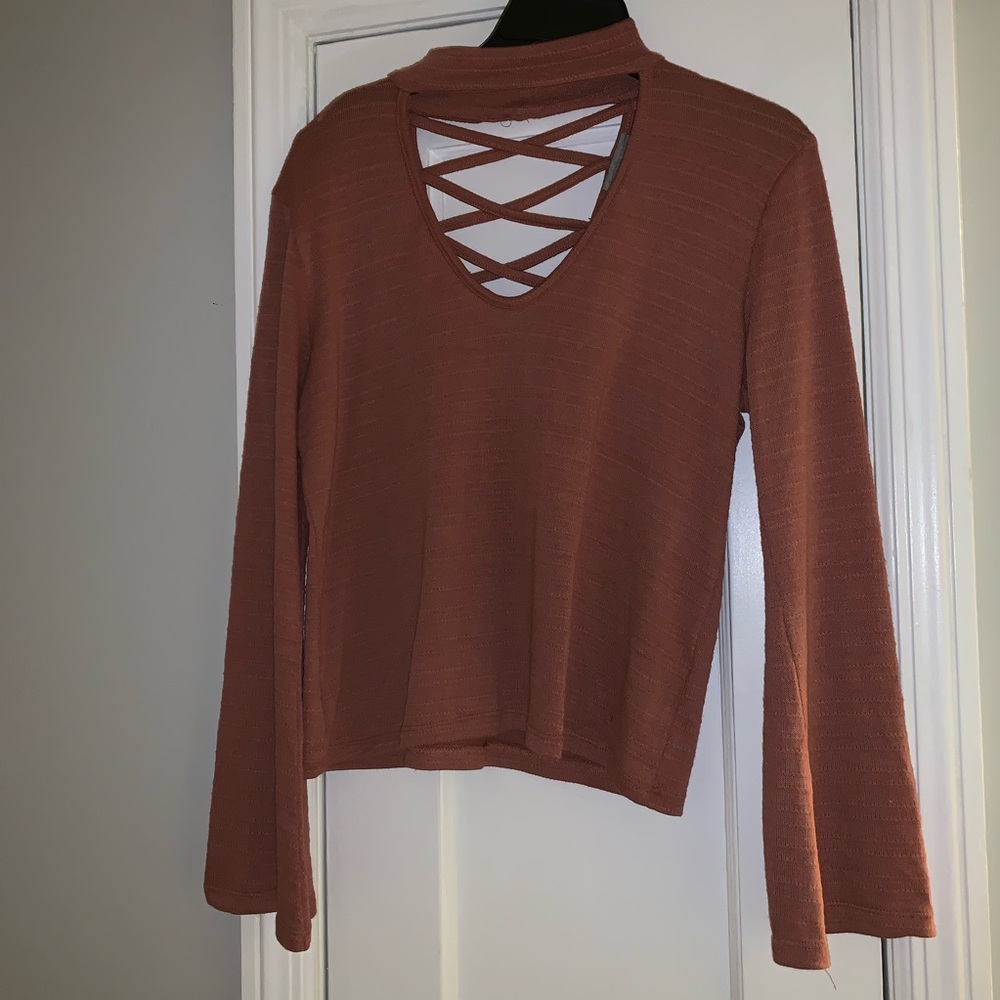 bell sleeve cross cross top